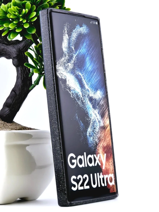 Чехол для Samsung Galaxy S22 Ultra — глянцевый чёрный силиконовый чехол