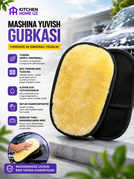 Mashina yuvish uchun ikki tomonlama mikrofiber gubka