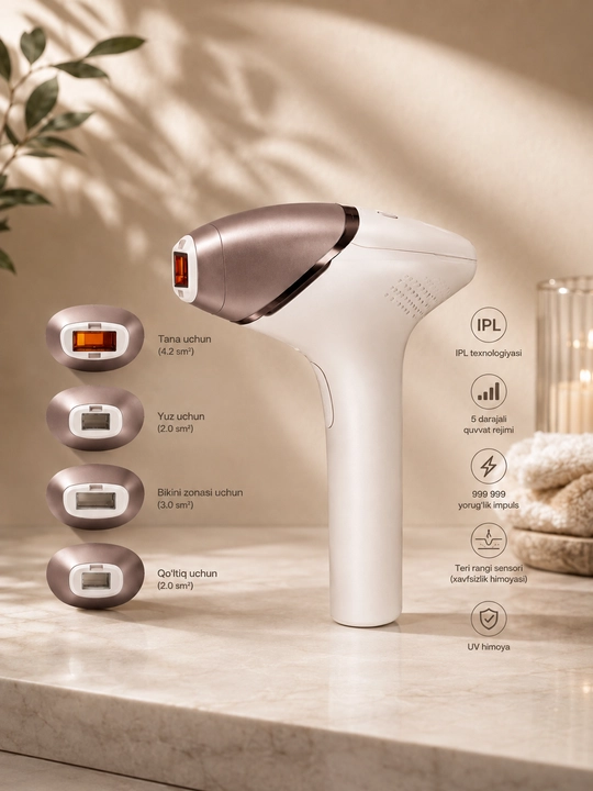 IPL lazer epilyatori (fotoepilyator), uy sharoitida foydalanish uchun