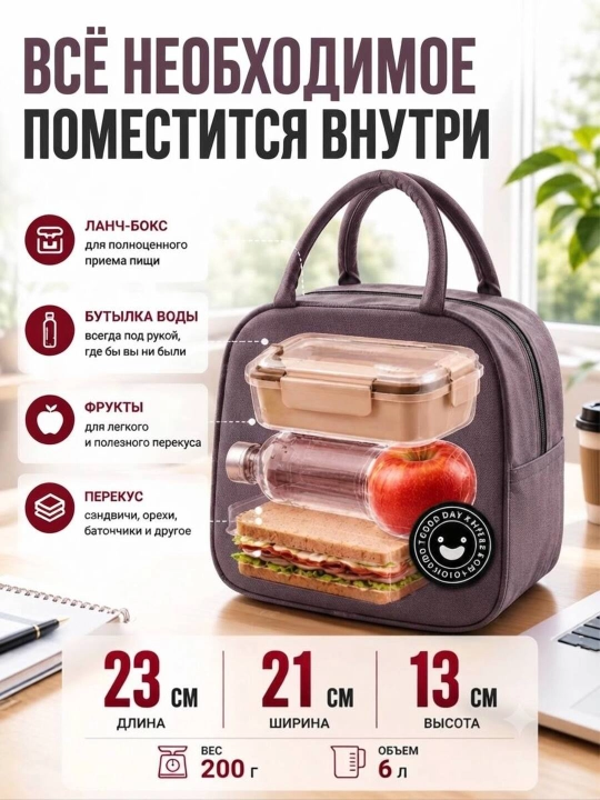 Tермо cумка для ланч бокса, сумка термос для еды, пикника и детских бутылочек