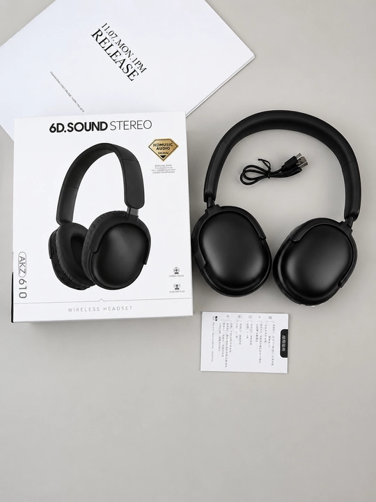 Bluetooth наушники AKZ610 – беспроводные,чёрного цвета  с удобным дизайном - 
