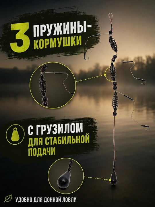 Super karas, karas va karp uchun baliq ovlash montaji, tayyor tubki anjom, 3 ilgak