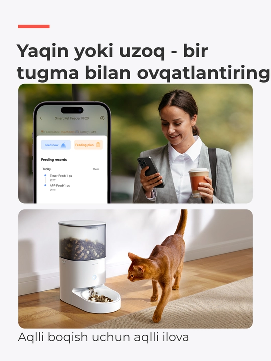 HomerunPET PF20 avtomatik ovqatlantirgich, farfor idish, mushuklar uchun
