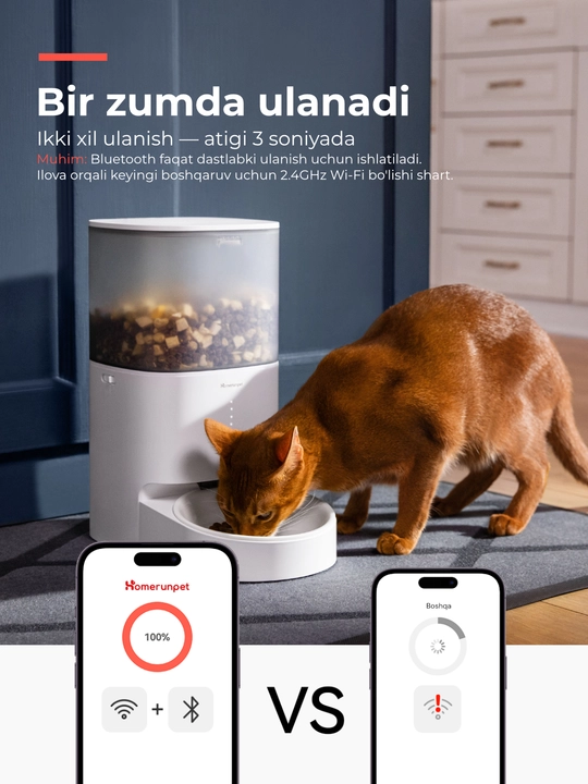 HomerunPET PF20 avtomatik ovqatlantirgich, farfor idish, mushuklar uchun