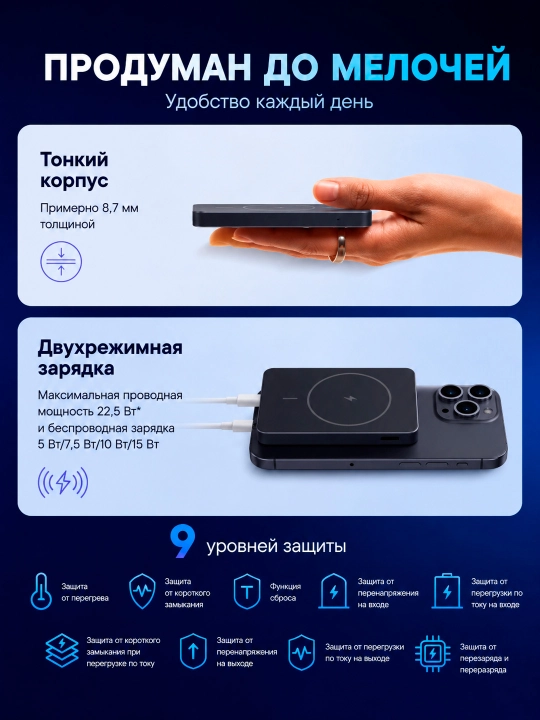 Xiaomi Super Slim Magnetic Power Bank 5000, 22.5W wired, 15W wireless, 5000mAh