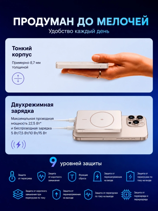 Xiaomi Super Slim Magnetic Power Bank 5000, 22.5W wired, 15W wireless, 5000mAh