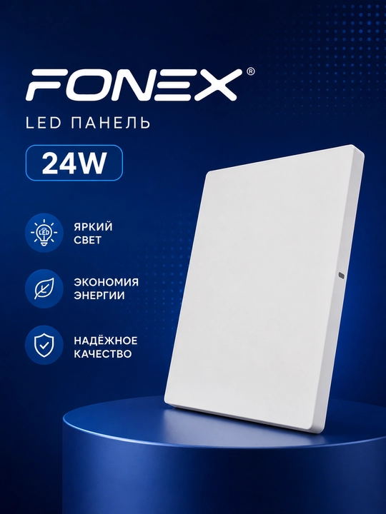 LED панель 24W квадратная, встраиваемый потолочный светодиодный плафон