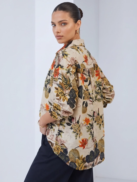 Ayollar bluzkasi, rubashka katta o‘lchamdagi erkin ELLY FASHION