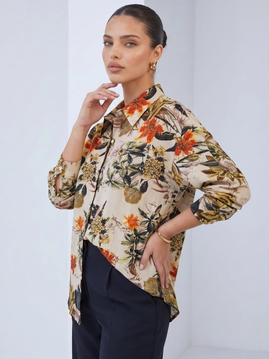 Ayollar bluzkasi, rubashka katta o‘lchamdagi erkin ELLY FASHION