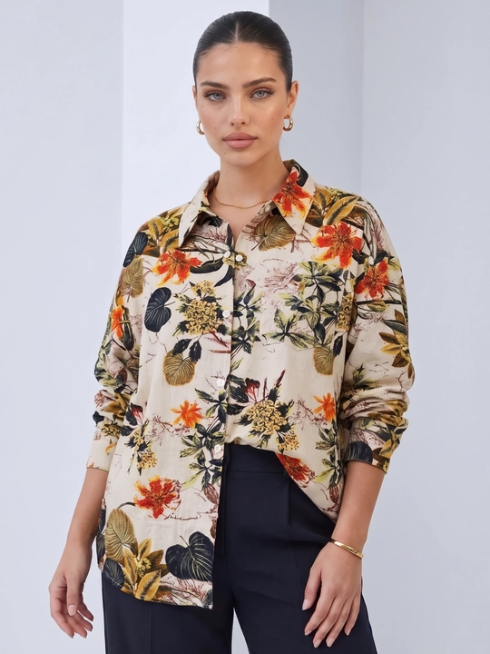 Ayollar bluzkasi, rubashka katta o‘lchamdagi erkin ELLY FASHION