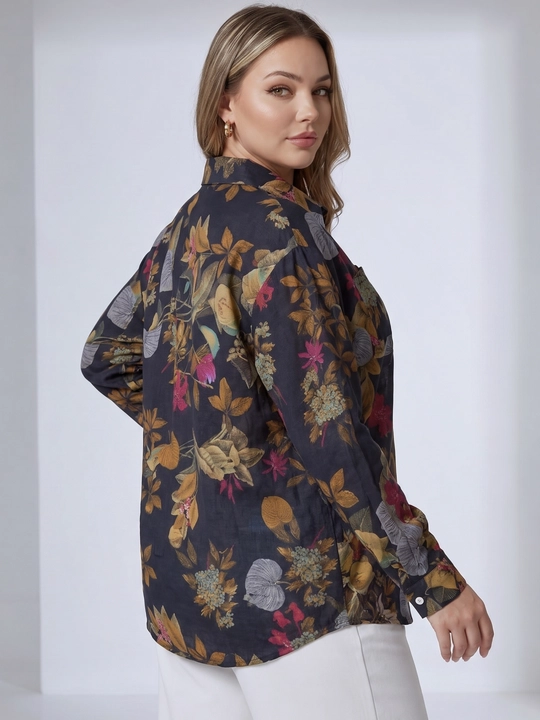 Ayollar bluzkasi, rubashka katta o‘lchamdagi erkin ELLY FASHION