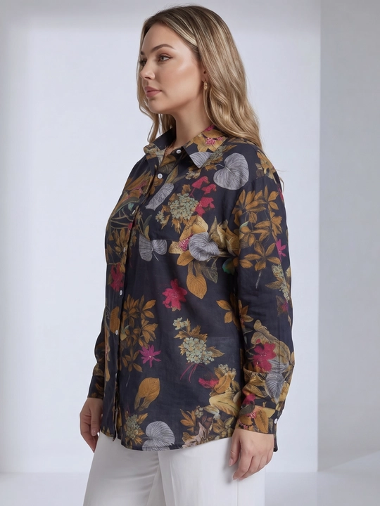 Ayollar bluzkasi, rubashka katta o‘lchamdagi erkin ELLY FASHION