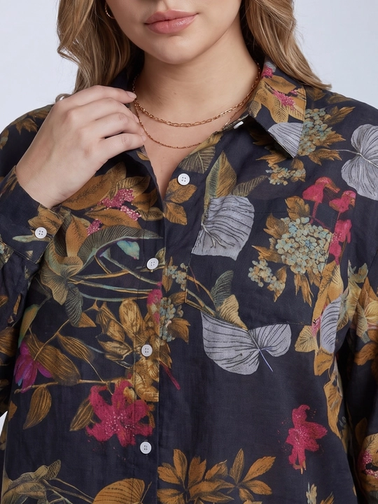 Ayollar bluzkasi, rubashka katta o‘lchamdagi erkin ELLY FASHION
