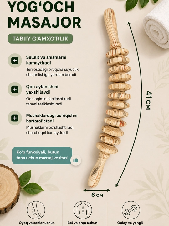 Massaj roligi – tana, bel, oyoq va qo‘l uchun universal massajor - 