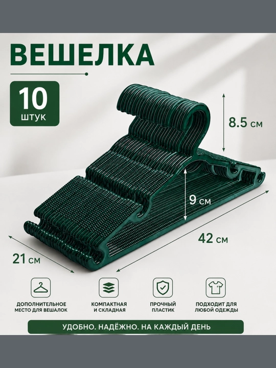 Пластиковая вешалка для одежды, плечики для рубашек, платьев и брюк - 