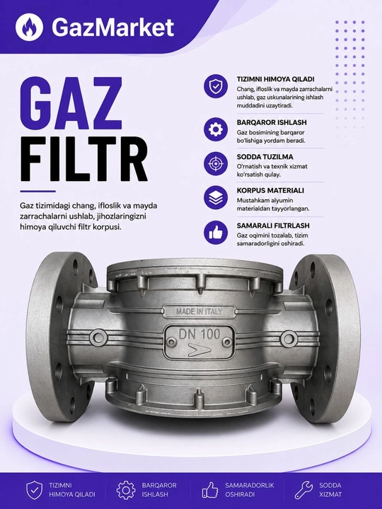 Sanoat gaz filtri (Flansli gaz tozalash filtri) DN65, DN80, DN100