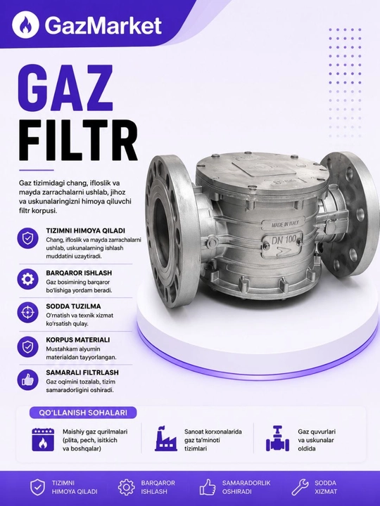 Sanoat gaz filtri (Flansli gaz tozalash filtri) DN65, DN80, DN100