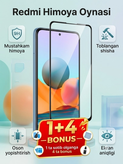 Защитное стекло для Redmi - 4, 5, 6, 7, 8, 9, 10, 11, 12, 13, 14, NOTE, NOTE PRO, NOTE PRO - 