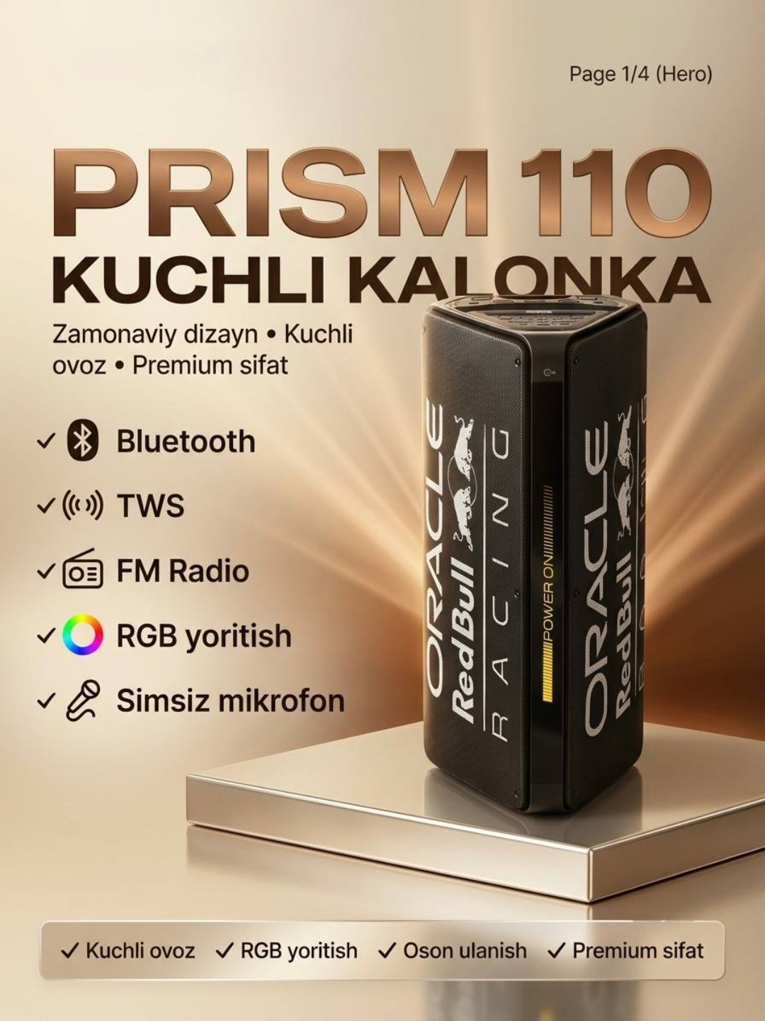 Portativ Bluetooth party kalonkasi Oracle Red Bull Racing PRISM L6601 - 