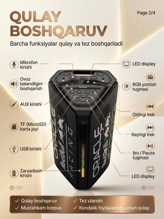 Portativ Bluetooth party kalonkasi Oracle Red Bull Racing PRISM L6601