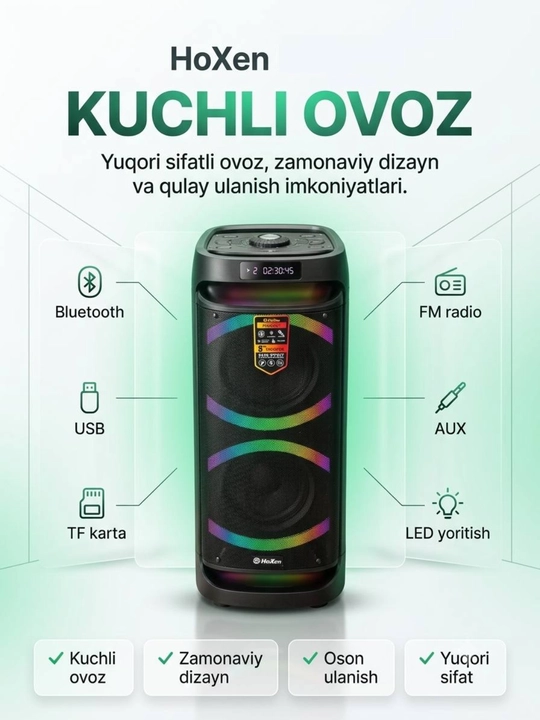 Professional portativ party kalonkasi HoXen L-2809B Bluetooth dinamigi - 