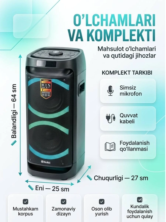Professional portativ party kalonkasi HoXen L-2809B Bluetooth dinamigi