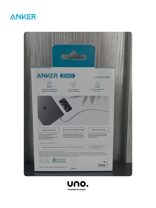 Anker Zolo USB-C to USB-C 240W (A8060 modeli)