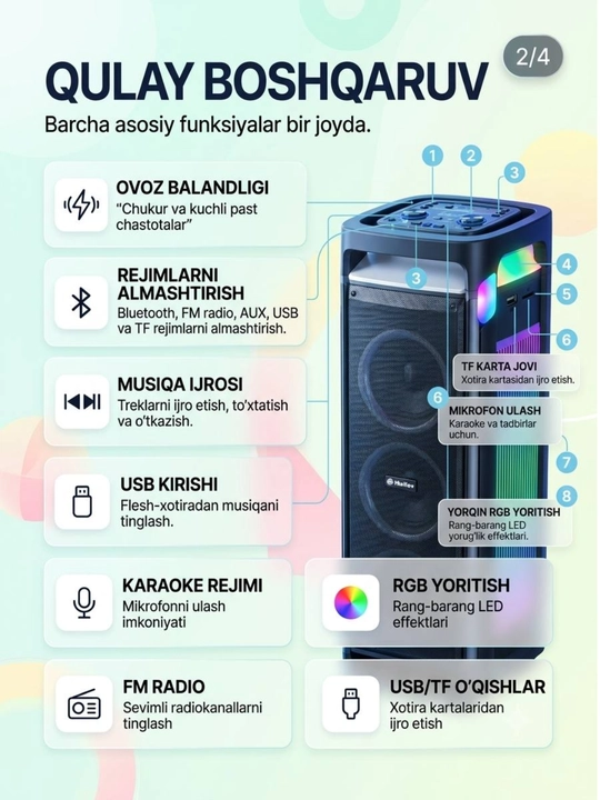 Portativ Bluetooth party kalonkasi SoundTower L-6803