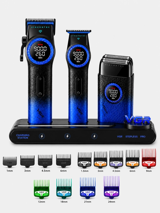 Машинка для стрижки VGR V-001 BlueМужской триммер для стрижки волос и бороды электробритва