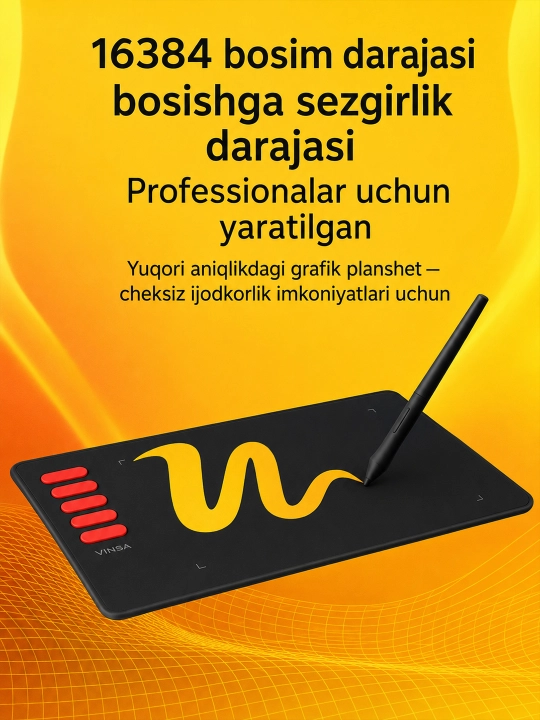 VINSA grafik plansheti, rasm chizish va dizayn uchun, pero bilan