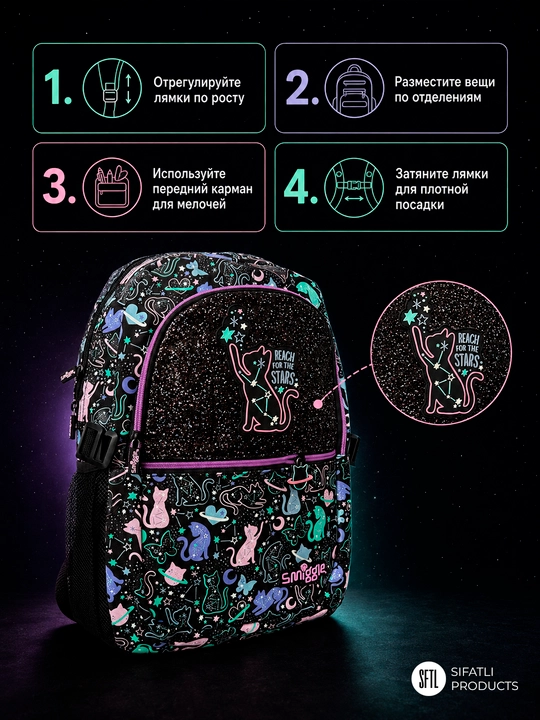 Smiggle ryukzagi - o‘g‘il bolalar va qizlar uchun maktab ryukzagi 42*30sm