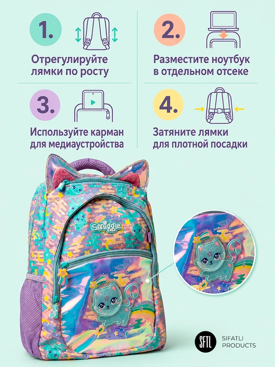 Smiggle ryukzagi - o‘g‘il bolalar va qizlar uchun maktab ryukzagi 42*30sm