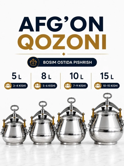 Afg‘on qozoni alyuminiy, bosimli qozon 5 l 8 l 10 l 15 l, ovqat pishirish uchun