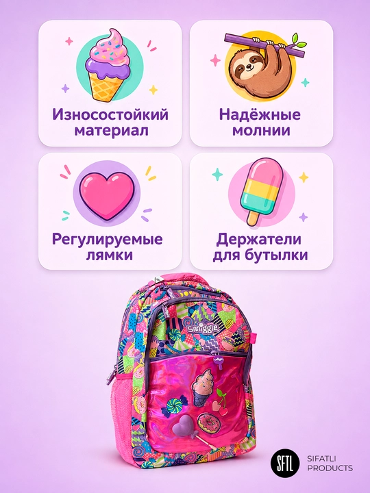 Smiggle ryukzagi - o‘g‘il bolalar va qizlar uchun maktab ryukzagi 42*30sm