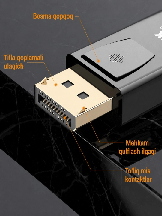 DisplayPort’dan HDMI’ga adapter, DP-HDMI o‘tkazgich, 4K Ultra HD