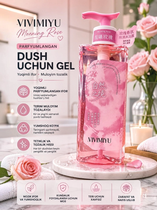 VIVIMIYU parfyumlangan, hushbo'y iforli dush uchun gel - 