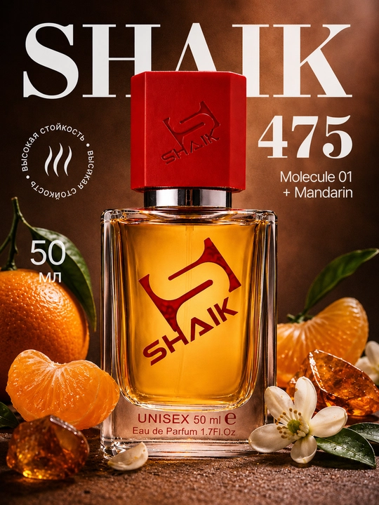 Parfyumlangansuv SHAIK 475 Escentric Molecules M01+Mandarin uniseks 10, 20, 25, 50, 100 ml