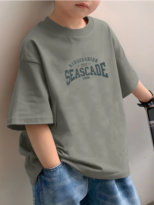 O‘g‘il bolalar uchun oversize futbolka, 100% paxta, casual futbolka - 