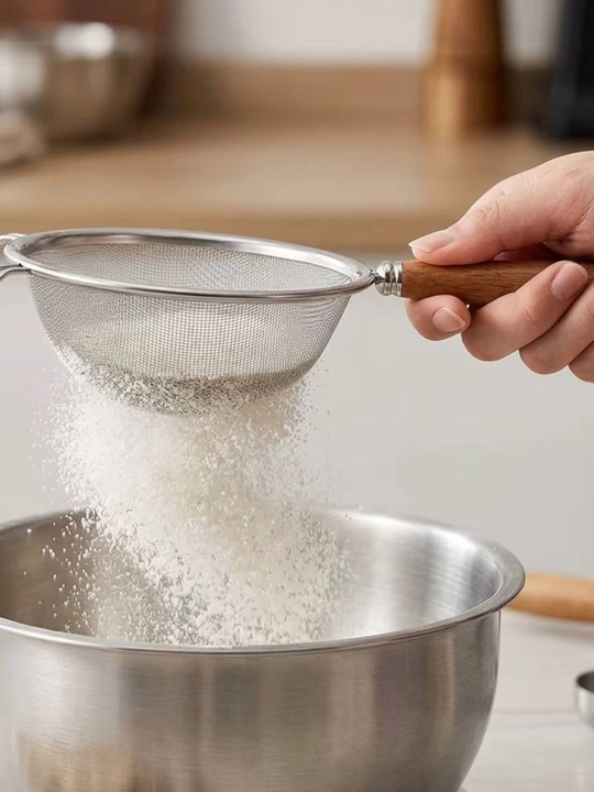 Кухонное сито из нержавеющей стали с деревянной ручкой