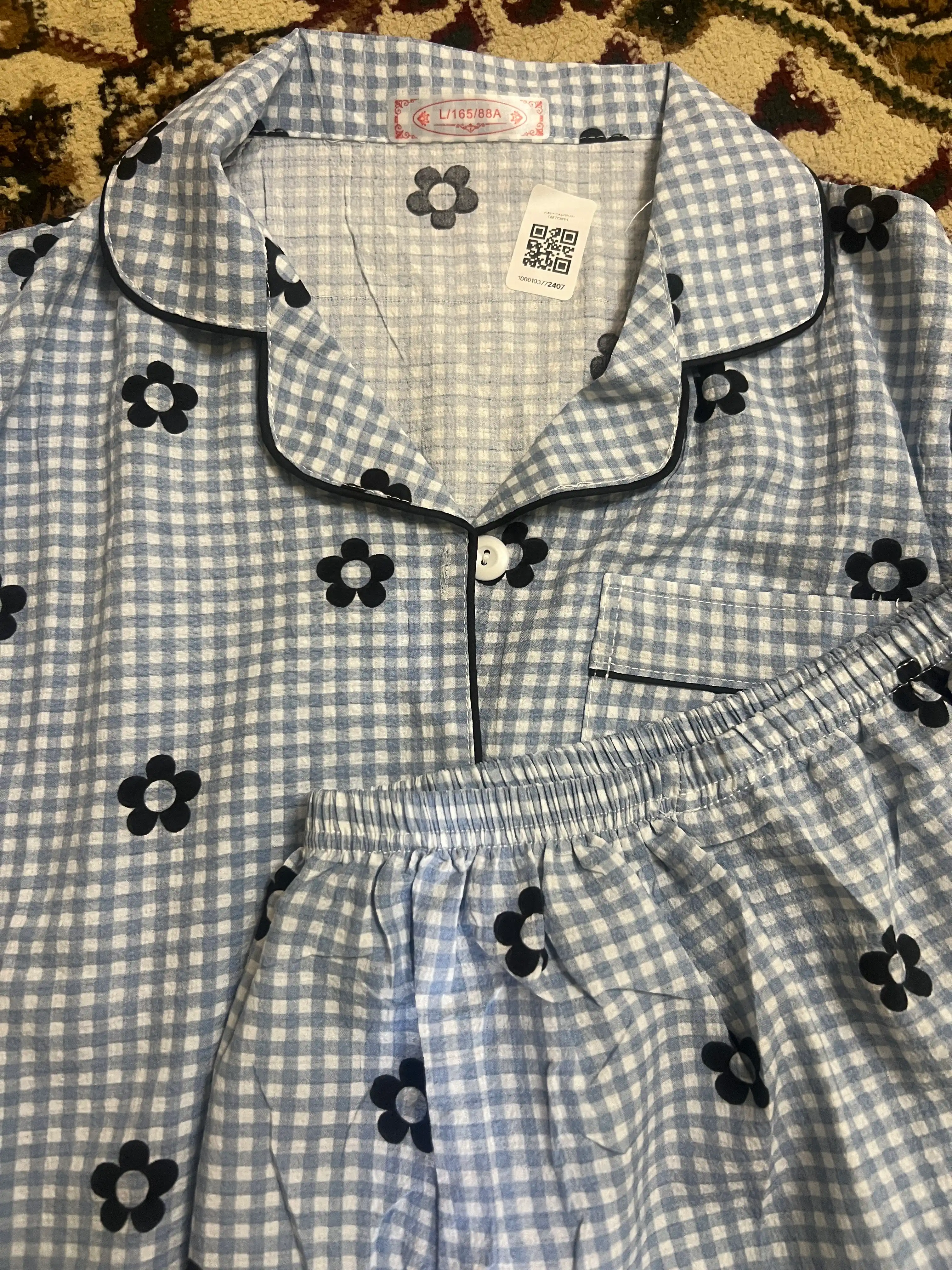 Пижама женская летняя, комплект из 2 предметов, рубашка и шорты, M-XL