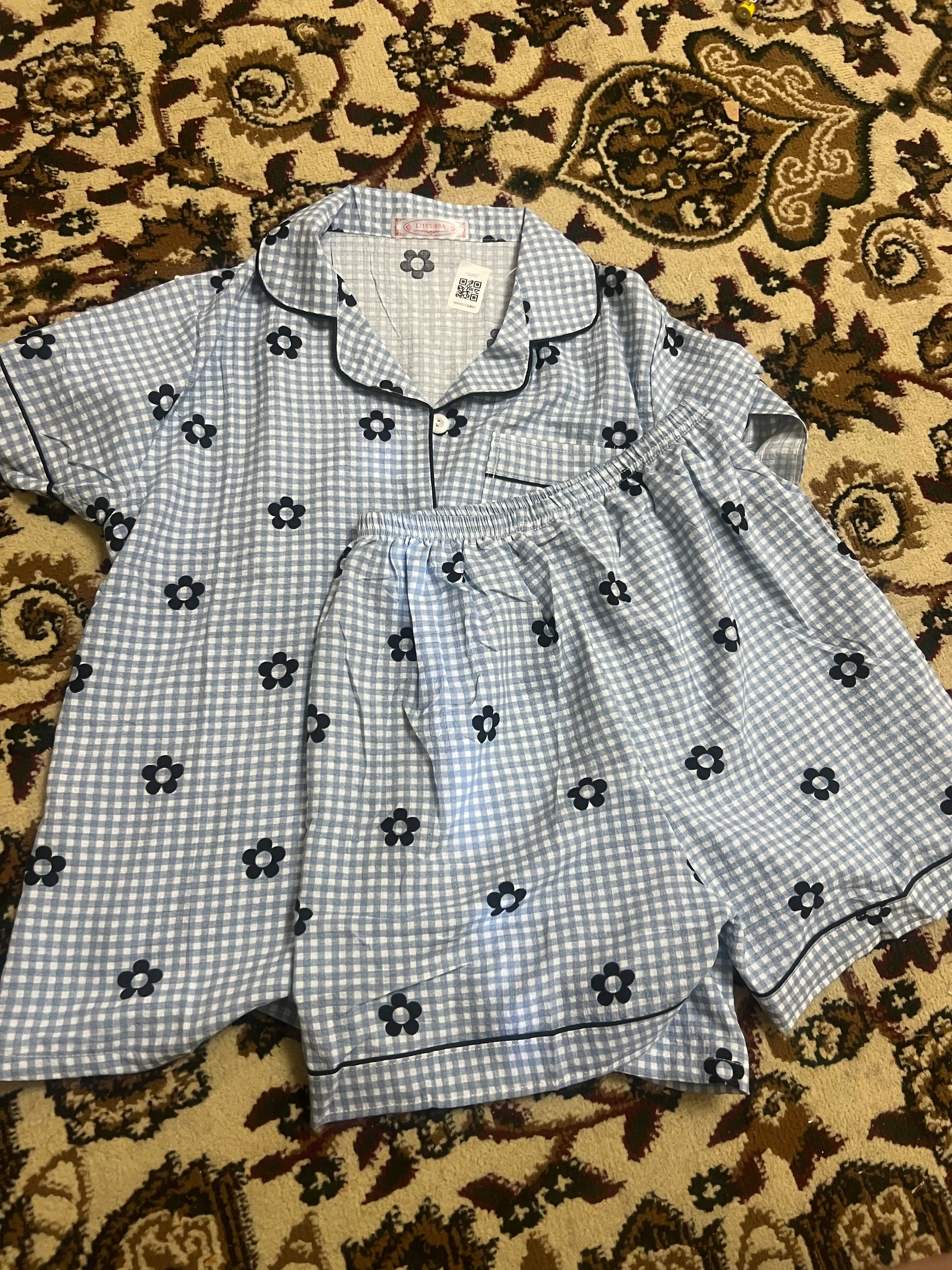 Пижама женская летняя, комплект из 2 предметов, рубашка и шорты, M-XL