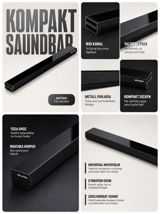 AWEI Y990/Y999 Soundbar, Bluetooth 5.0, беспроводная аудиосистема для ТВ