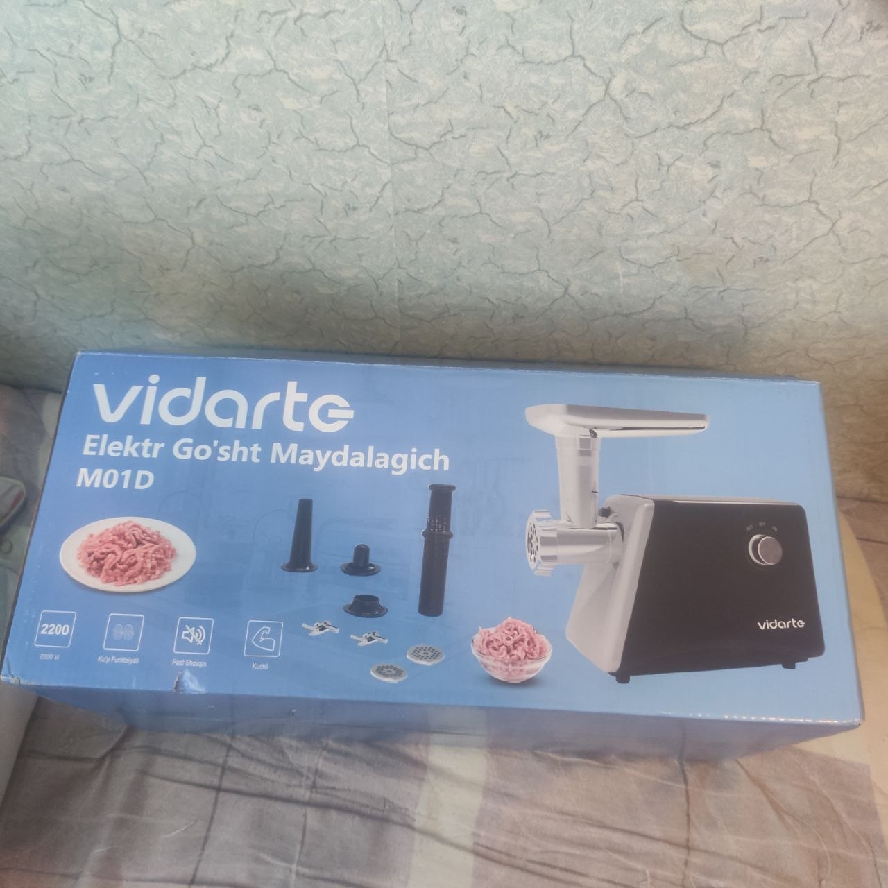 Go sht qiymalagich 2200 Vt po'lat pichoq 5-7 mm nozul kolbasa kubbe revers himoya VIDARTE