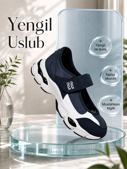 Ayollar uchun zamonaviy sport krossovka, velkroli, kundalik kiyish uchun - 