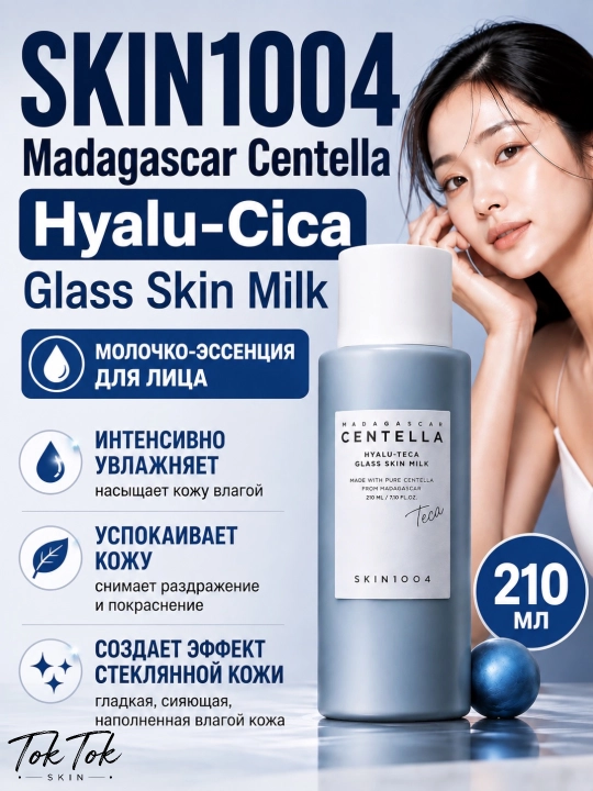 SKIN1004 Madagascar Centella Glass Skin Milk gialuron kislotali namlantiruvchi toner-sut - 