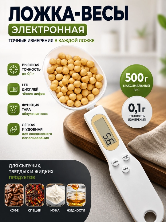 LCD displeyli o‘lchov qoshiq-tarozi - 