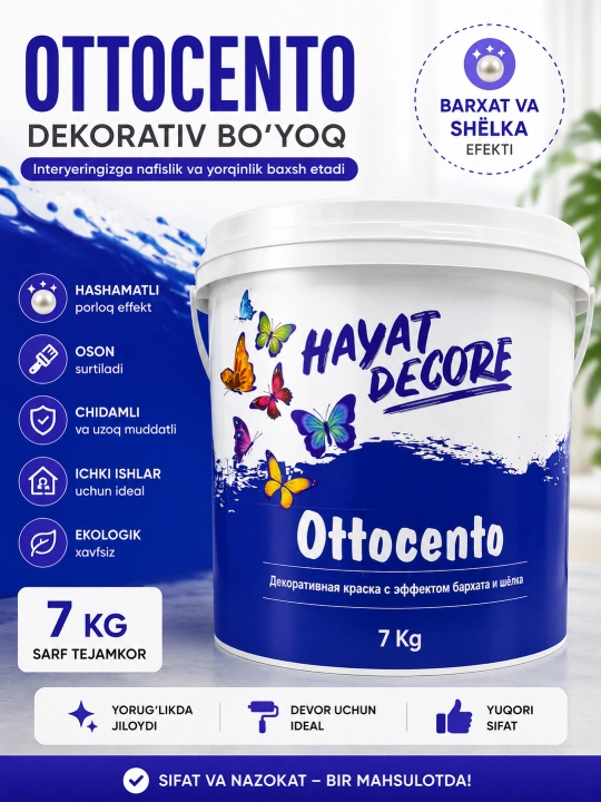 HAYAT DECORE OTTOCENTO — dekorativ bo‘yoq, baxmal va shoyi effekti bilan - 