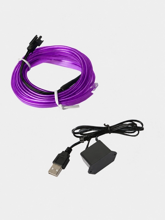 Avtomobil saloni uchun neon yoritgich 5 m, USB, yaxlit yoki 3+1+1 m komplekt