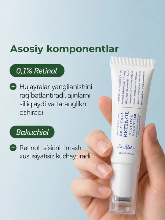 Koʻz uchun massaj krem Dr.Althea Retinol Eye Roller 0,1%, ajin va qora doiraga qarshi