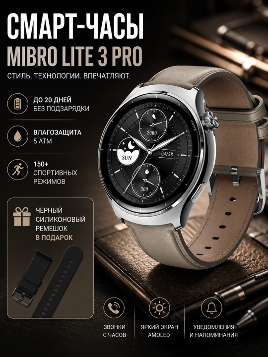 Смарт-часы Mibro Lite 3 - Lite 3 Pro, умные часы, AMOLED экран, GPS, 5ATM - 
